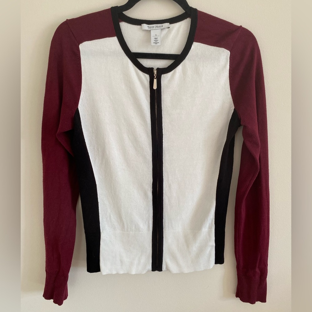 WHBM Zip-up Colorblock Sweater